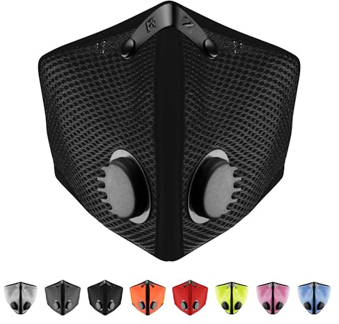 RZ Mask M2 Mesh Air Filtration Face Protection Dust Mask with 99.9% Effective Carbon Filters for Woodworking, Construction, Large, 1 pack, Black