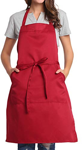 BIGHAS Verstellbare Schürze mit Tasche, Extra Lange Bänder für Damen und Herren, 18 Farben, für Koch, Küche, Zuhause, Restaurant, Cafe, Kochen, Backen, Gartenarbeit