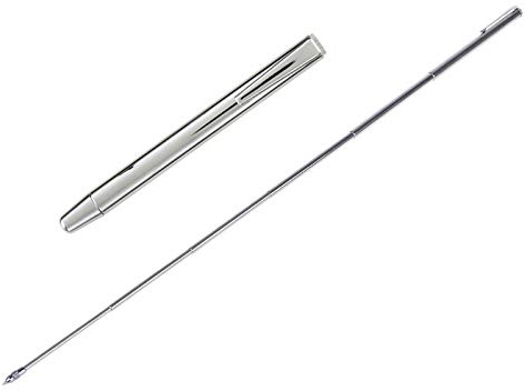 Puntero de bolsillo con clip, acero inoxidable se extiende a 50 cm, puntero de mano extensible telescópico retráctil puntero de mano presentador aula pizarra blanca puntero