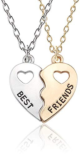MJartoria BFF Necklaces for 2 Split Heart Pendant Best Friends Necklaces Friendship Necklaces Birthday Gifts