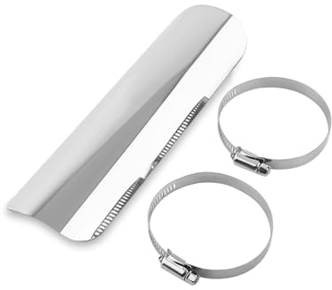 Jadeshay Motorrad Auspuff Hitzeschild, Universal Motorrad Auspuff Hitzeschutzblech Motorrad Hitzeschild Hitzeschutz Auspuffrohr mit 2 Klemmen, Silber