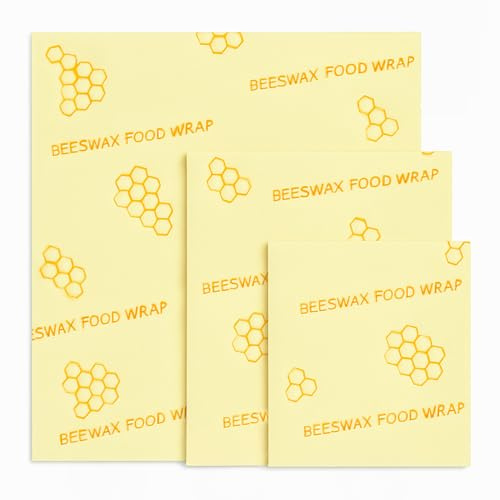 STONELINE Natural Line Bienenwachstücher Set 3-teilig, Baumwolle mit Bienenwachs, wiederverwendbar, Frischhalten von Lebensmitteln, Größen S M L, abwaschbar, plastikfrei