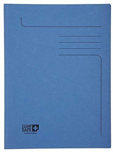 Exacompta - Réf. 33122E - Paquet de 5 chemises avec 2 rabats Clean'Safe® 400 g/m² - traitées avec un actif antimicrobien - dimensions 24 x 32 cm pour documents format A4 - couleur bleu