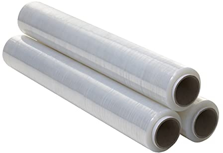 Film Transparente para Embalar de 50 cm de ancho y estirable hasta 300 Metros de Longitud – Rollo de Film Elástico Manual para Embalaje Industrial – 3 unidades