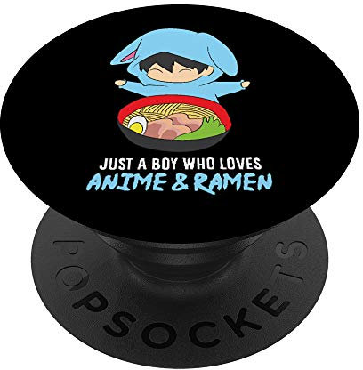 Just a Boy Who Loves Anime And Ramen Funny Anime PopSockets Swappable PopGrip