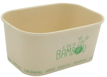 Barquette Bambou Micro Ondable Je Suis en Bambou - 100 cl - Lot de 50
