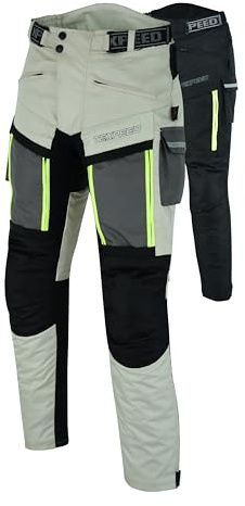 Texpeed Motorradhose Mit Protektoren Herren - Textil Wasserdicht Motorroller Motorrad Bikerin Mit Schutz Rüstung (EN 1621-1) - Sommer/Winter Weiß/Beige - 3XL