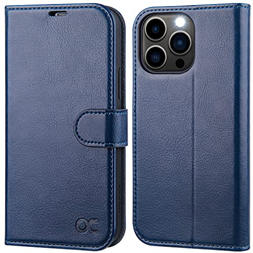 OCASE für iPhone 13 Pro Hülle Handyhülle Blau | Premium PU Leder Kartenfach Magnetverschluss RFID Schutzhülle Klapphülle Handytasche Lederhülle