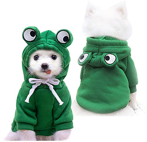 Hundhuvtröja enkel tröja kappa söt - grodformad varm jacka husdjur kallt väder kläder outfit ytterkläder för katter valp små medelstora hundar