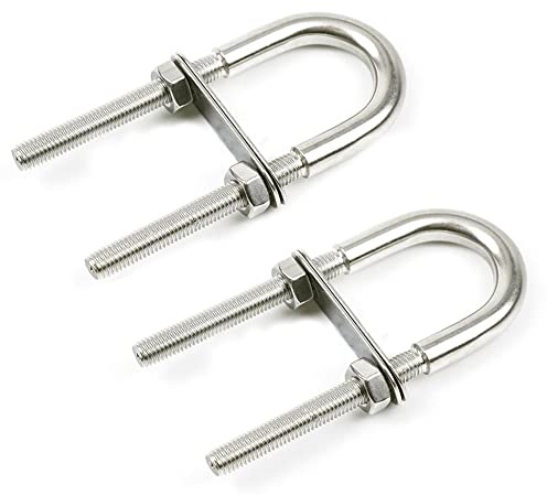 LONGHAO 2pcs M5 BüGelbolzen Bolzen Edelstahl U Bolzen ZubehöR Bracket U-Bolzen U BüGel Silber Mit Mutterndichtung,Benutzt als Haushaltsrohrschraube, Autoschraube, U-FöRmige Takelage FüR Yachten