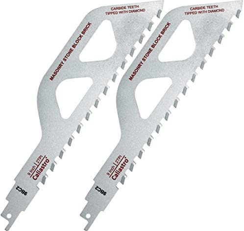 9-Inch Masonry Demolition Reciprocating Saw Blade - Brick, Mortar, Cinder Block, Aerated Concrete - Carbide Teeth - Caliastro 2-Pack