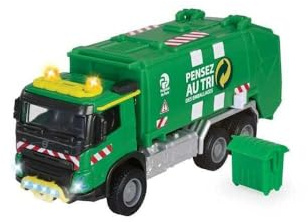 Majorette - Grand Series - Volvo Camion Poubelle - 19cm (Echelle 1/43ème) - Sons et Lumières - Dès 3 Ans - 213743000002, Vert