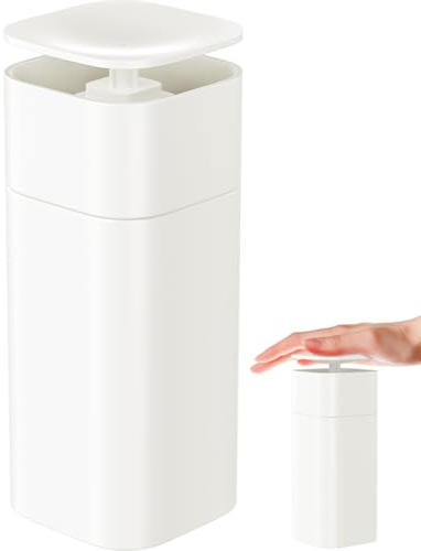 DOITOOL Push Down Empty Pump Dispenser Bottle, Push Down Liquid Pumping Empty Bottle Dispenser for Nail Polish and Makeup Remover, 2.75 x 2.75 x 7inch, White