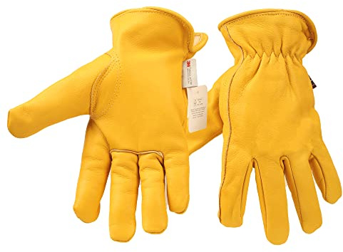 HHPROTECT Arbeitshandschuhe Gartenhandschuhe Leder Damen Herren Winter Warme Handschuhe Schutzhandschuhe für Fahrer, Schweißer, Lagerarbeiten, Garten - M