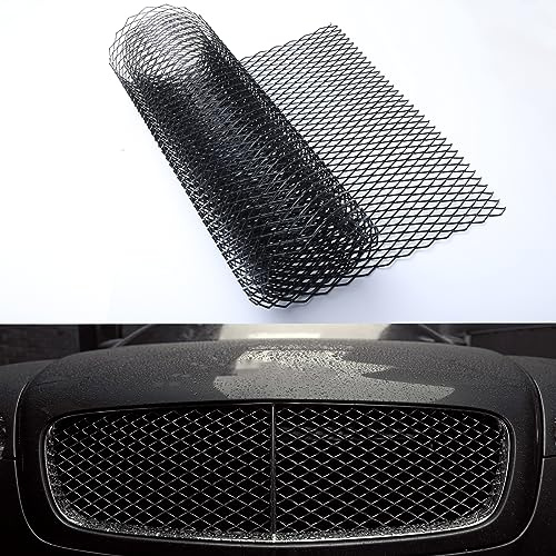 Tongze Malla metálica negra universal de 40 x 13 pulgadas: aleación de aluminio de 10 x 20 mm, malla rómbica para rejilla delantera