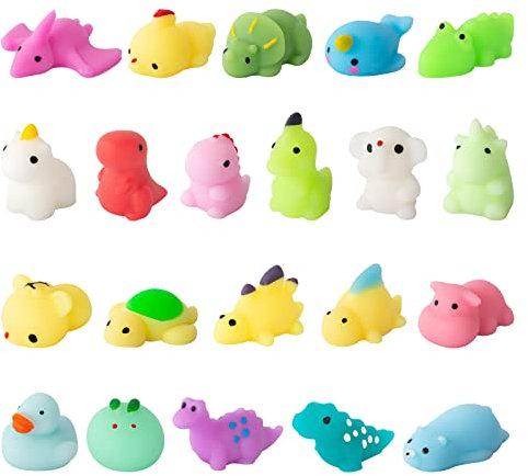 21 Stück Kawaii Mochi Squishy Toys - Mini Squishies Noctiluque Soft Squeeze Spielzeug - Niedliches Tier Squishy Anti-Stress Spielzeug - Belohnung Geschenk für Kind Mädchen