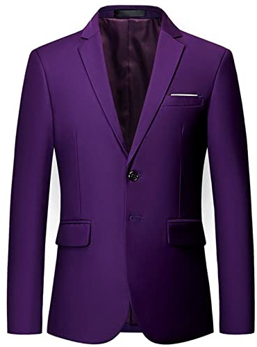 Veste de Costume Slim Fit Légère pour Homme Blazer d'affaires de Couleur Unie à 2 Boutons Manteaux de Sport Décontractés Quotidiens pour Fête de Mariage