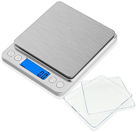 Lamker Digitale Küchenwaage Präzisionswaage Feinwaage Digitalwaage Briefwaage 0.1g/2KG Taschenwaage Schmuck Gold Waage Mini Kitchen Scale mit LCD und 6 Maßeinheit