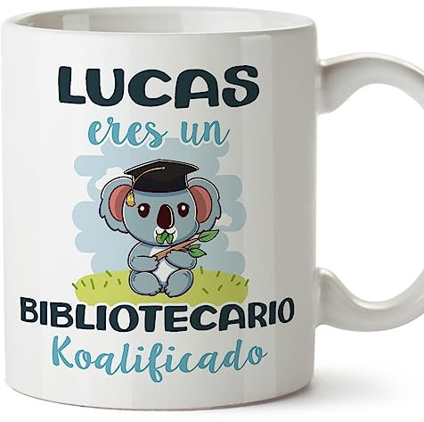MUGFFINS Tazas Personalizadas para BIBLIOTECARIO - En Español - Koalificados Personalizados - 11 oz / 330 ml - Regalo Personalizable original y divertido