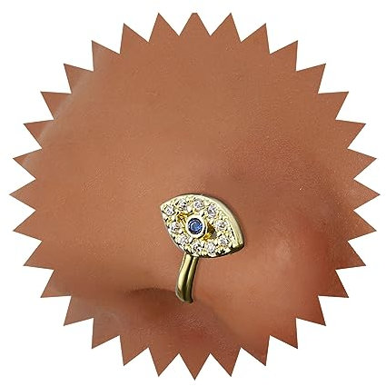 Inateannal Boho Kristall Böse Auge Nase Ring Gold Gefälschte Septum Nase Ringe U Geformt Clip Auf Nase Stud Cz Auge Nase Ring Manschette Böse Auge Nicht Piercing Nase Ring Schmuck Frauen Und Mädchen