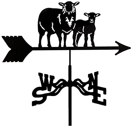 BRLIBESE Goat Silhouette Weathercock Wind Direction Indicator Stainless Steel Weathervane Measuring Tool Garden Stake Wind Vane for Garden Farm Roof Ornaments