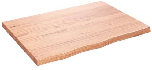 vidaXL Waschtischplatte, Multifunktional Arbeitsplatte mit Naturkante, Waschtischkonsole Tischplatte für Badezimmer, Holzplatte Platte, Hellbraun 80x60x(2-4) cm Massivholz Behandelt