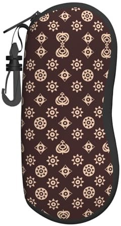 SCAUA Mysterious Symbols Brown Sonnenbrille Soft Case Ultra Light Neopren Brillenetui Mit Karabiner Tragbare Brillenetui, Geheimnisvolle Symbole Braun, One size