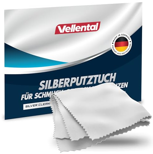 Paño de limpieza de plata para joyas, cubiertos y monedas, paño de pulido de plata para el cuidado y la limpieza de plata auténtica, joyas de plata fabricadas en Alemania