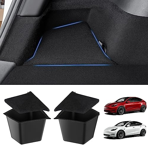 CARERSTEN Kofferraum Organizer für Tesla Model Y, 2 Stücke Kofferraum Aufbewahrungsbox, Seitentaschen Heckkofferraum Organizer für Tesla Model Y Auto Zubehör, 2022 2023, Schwarz