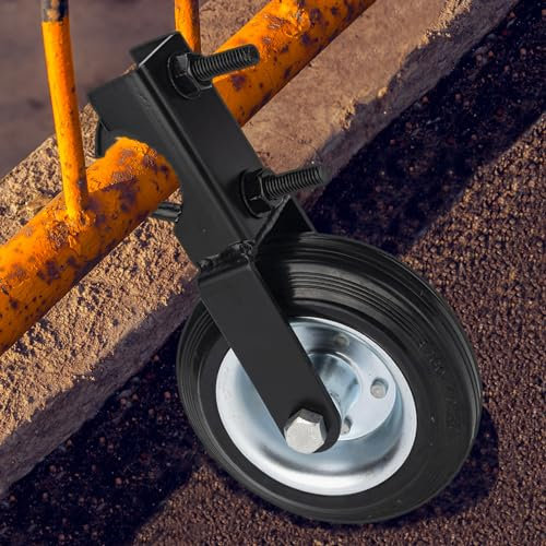 Auxdee Heavy Duty Gate Wheel, 6 Caster for Metal Tube Gate, Prevent Gate from Dragging, Load Capacity 500lbs, Adjustable U-bolts for Chain Link Fence, Swivel, Black, 1 Unit