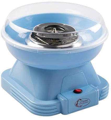 Bestron Máquina de Algodón de Azúcar, Retro Cotton Candy Maker para el hogar, con 10 palitos y cuchara medidora, ideal para fiestas infantiles y diversión en casa, Sweet Dreams Collection,Color: Azul