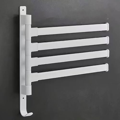 Handtuchhalter Bad Schwenkbar Handtuchstange 4 armig Selbstklebend Badetuchhalter Wand Ohne Bohren Badezimmer Zubehör,Weiß