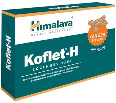 Himalaya - KOFLET - Koflet-H | Pastilles à sucer pour apaiser la gorge avec miel et extraits naturels - 12 pastilles - Saveur gingembre