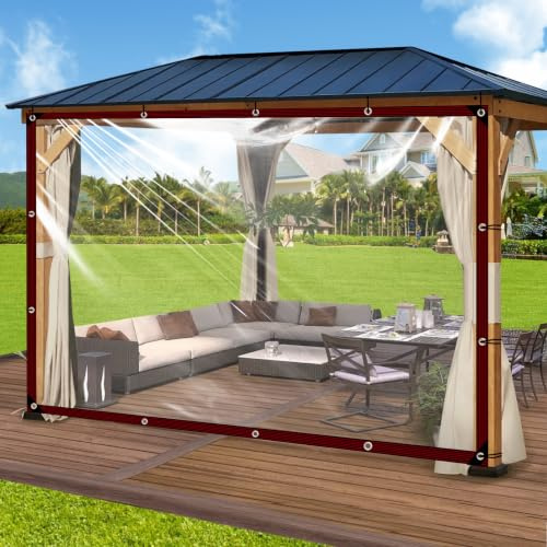 Telone impermeabile trasparente con occhielli, 2 x 6 m, per esterni, terrazza, pollaio