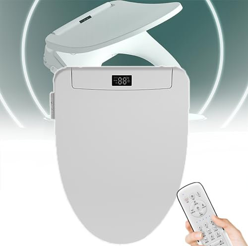 QIeAny Sedile WC Bidet Elettronico Intelligente, Pulsanti Laterali + Telecomando, Lavaggio Posteriore E Anteriore, Regolazione della Temperatura del Sedile (35~41 ℃),15.4inch