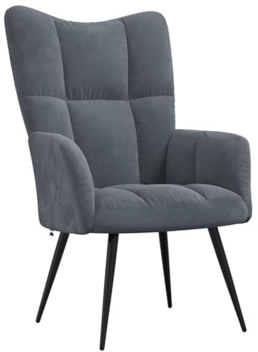 CINDERFUL Sessel Dunkelgrau Samt,Eleganter Chesterfield Sessel aus Samt für höchsten Sitzkomfort zu Hause Möbel Wohnzimmer