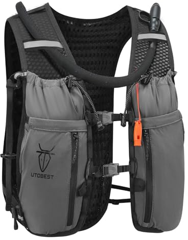UTOBEST Running Vest Running Backpacks Lightweight Hydration Pack 10L, with 2L Water Bladder, Grey, XL