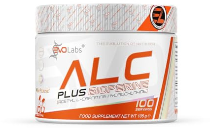 EVOLabs® ALC+ 100 Kapseln - Hochdosiertes Acetyl L-Carnitin mit Bioperine für optimale Bioverfügbarkeit - Unterstützung für Energie, Konzentration und Fettstoffwechsel