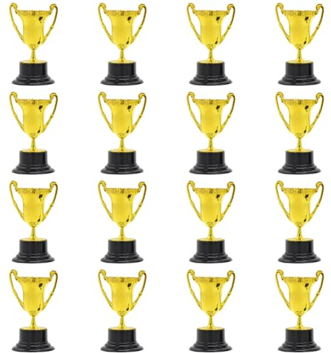 Fiorky Petites Coupes de trophée d'or : 1 Mini trophées pour Enfants, Coupes de trophée d'or en Plastique,Coupe de trophée de forticipation en Or pour Cadeaux de fête,récompenses,Accessoires