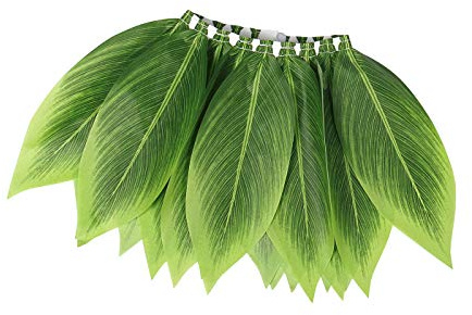 AmzBarley Mens Hula Skirt Palm Leaf Grass Skirts Hawaiian Fancy Dress up Accessories Adults Birthday Party World Book Day Cosplay Clothes Green L