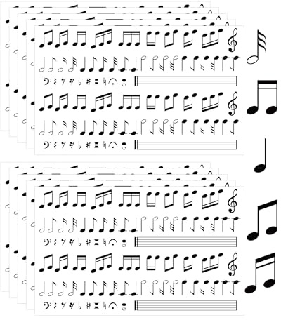 Musical Note Stickers Waterproof Music Notes Stickers Self-Adhesive Music Note Stickers 279.4 x 169mm - Self-Adhesive Decals for Music Lovers DIY Crafts, Envelope Seals, Scrapbooking & More