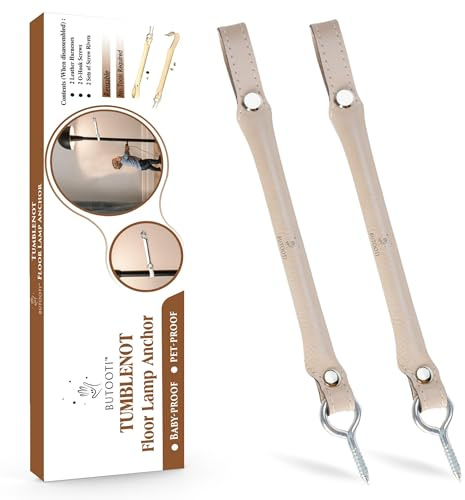 TUMBLENOT Floor Lamp Anchor for Baby proofing (2PCS) First of Its Kind Prevents Standing Lamps from Falling –Reusable for Generations, Compliments Home Decor, No Tools Needed, Baby Safety Pet Safety