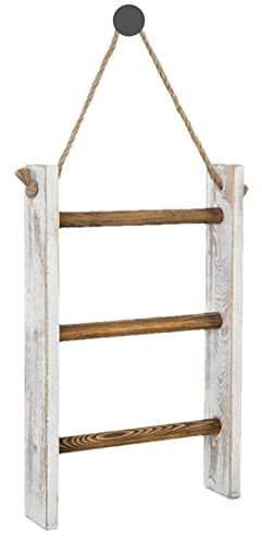 Handtuchleiter aus Holz, 3 Ebenen, Handtuchhalter für Bad und Küche, Bauernhaus-Stil, Holzleiter für Küchenarbeitsplatte