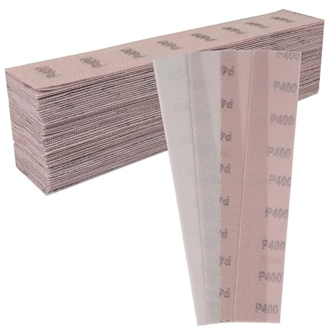Shineboc 25 pcs Mesh Sanding Sheets, 70 * 400mm Mesh Hook and Loop Sanding Pads 400 Grit Dust Free Abrasive Net Sander Disc Anti-Blocking Grinding Polishing Sandpaper for Wood Furniture