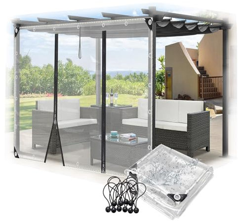 Transparente Plane mit Reißverschlusstür, Outdoor Vorhang wasserdichte Seitenteile, Pergola Seitenvorhänge, for Pavillon, Veranda(3'x3'(1x1m))
