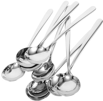 LIGIGWASH 8piezas Cucharas Redondas Inoxidable Para Sopas Ensaladas Cereales Hogar Restaurante
