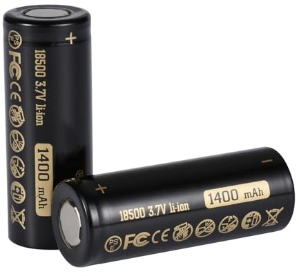 TLYA 18500 Batteria Ricaricabile A Batteria Li-Ion da 1400 mAh da 3,7 V Batteria per Torcia A LED Testa Piatta,2pcs