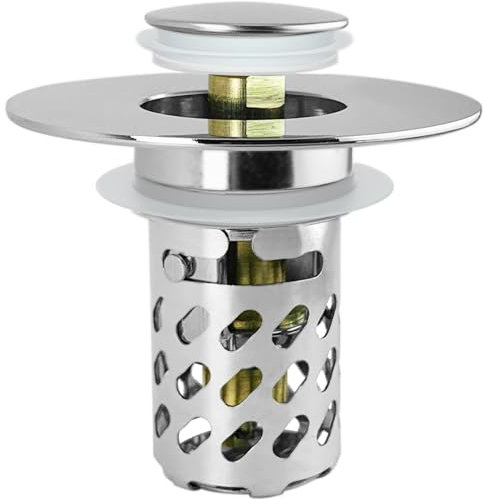 REZZI Tappo Lavandino Bagno Universale Pop up Piletta Lavabo Bagno Valvola Piletta Click Clack con Filtro in Rame Puro in metallo per Il Foro di drenaggio di 26~46mm