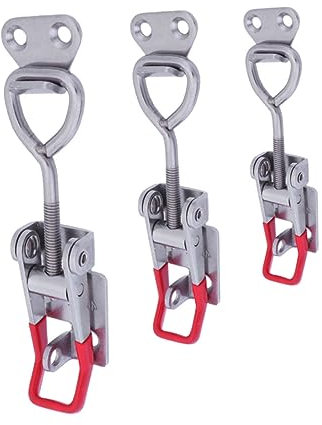 HOLIDYOYO 3pcs Metal Toggle Latch Clamps Adjustable Door Cabinet Box Locking Heavy Duty Quick Release Hole for Industrial Toolbox and Furniture