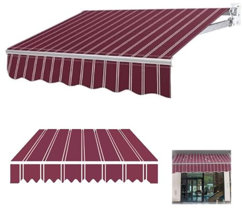 genérico Toldo de Tela a Rayas Burdeos para Patio, de Repuesto, 3, 4, 5 y 6 m, Cubierta Superior de Repuesto, retráctil, para Puerta y Ventana (200 x 150 cm)